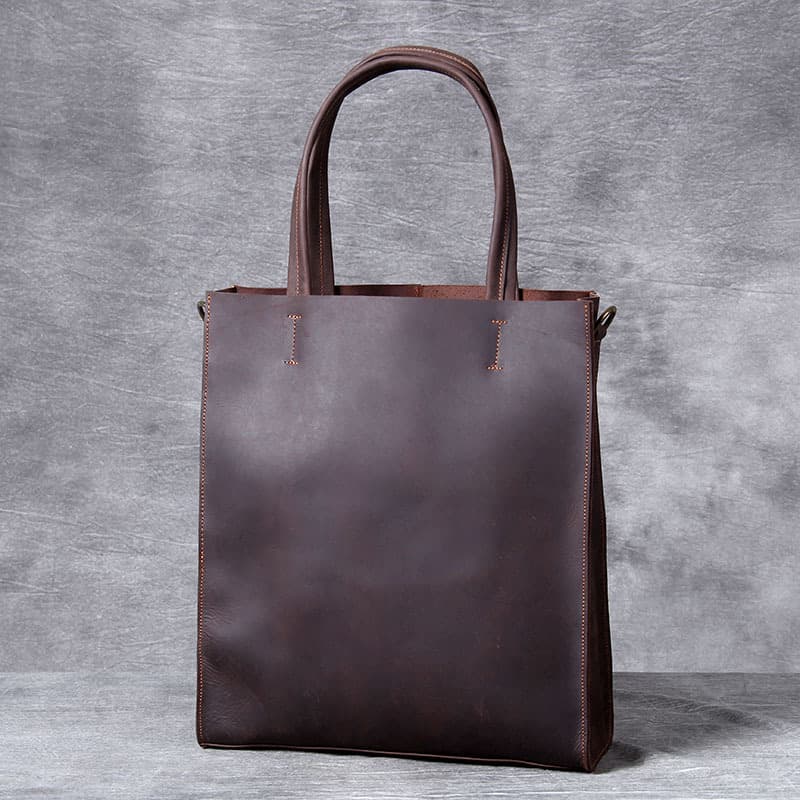 メンズトートバッグ 本革仕様シンプル縦型ビジネストートバッグ
