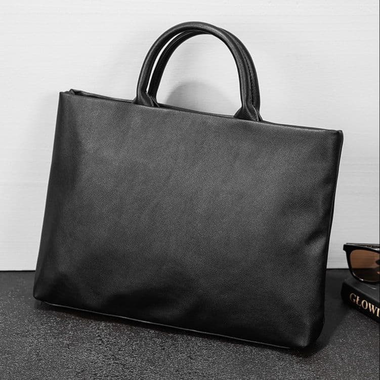 メンズトートバッグ 本革仕立て シンプル横型トートバッグ