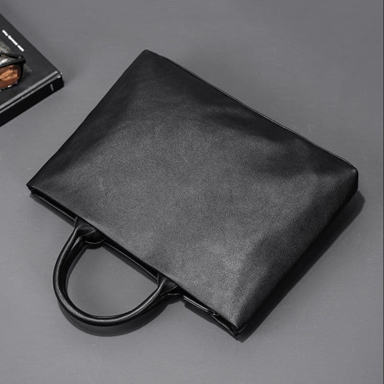 メンズトートバッグ 本革仕立て シンプル横型トートバッグ