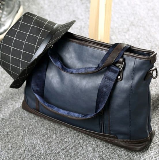 メンズトートバッグ 本革調二色使いビジネストートバッグ