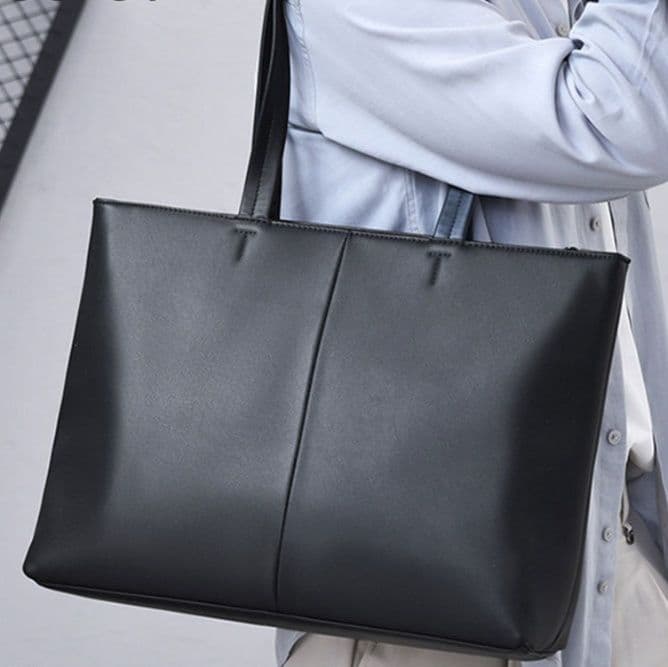 メンズトートバッグ シンプル縦型仕切り付き大容量通勤鞄