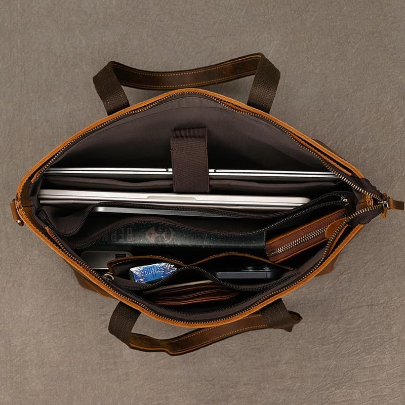 メンズトートバッグ 本革二層式縦型メンズトートバッグ
