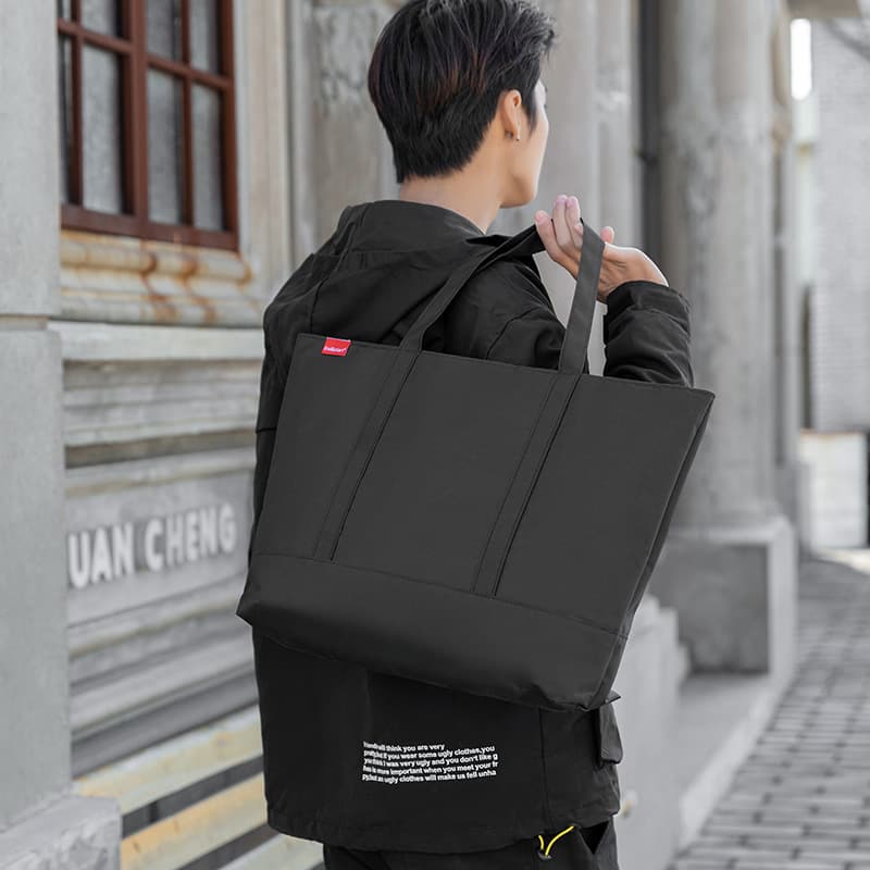 メンズトートバッグ 大容量シンプルデザイン縦型メンズトートバッグ